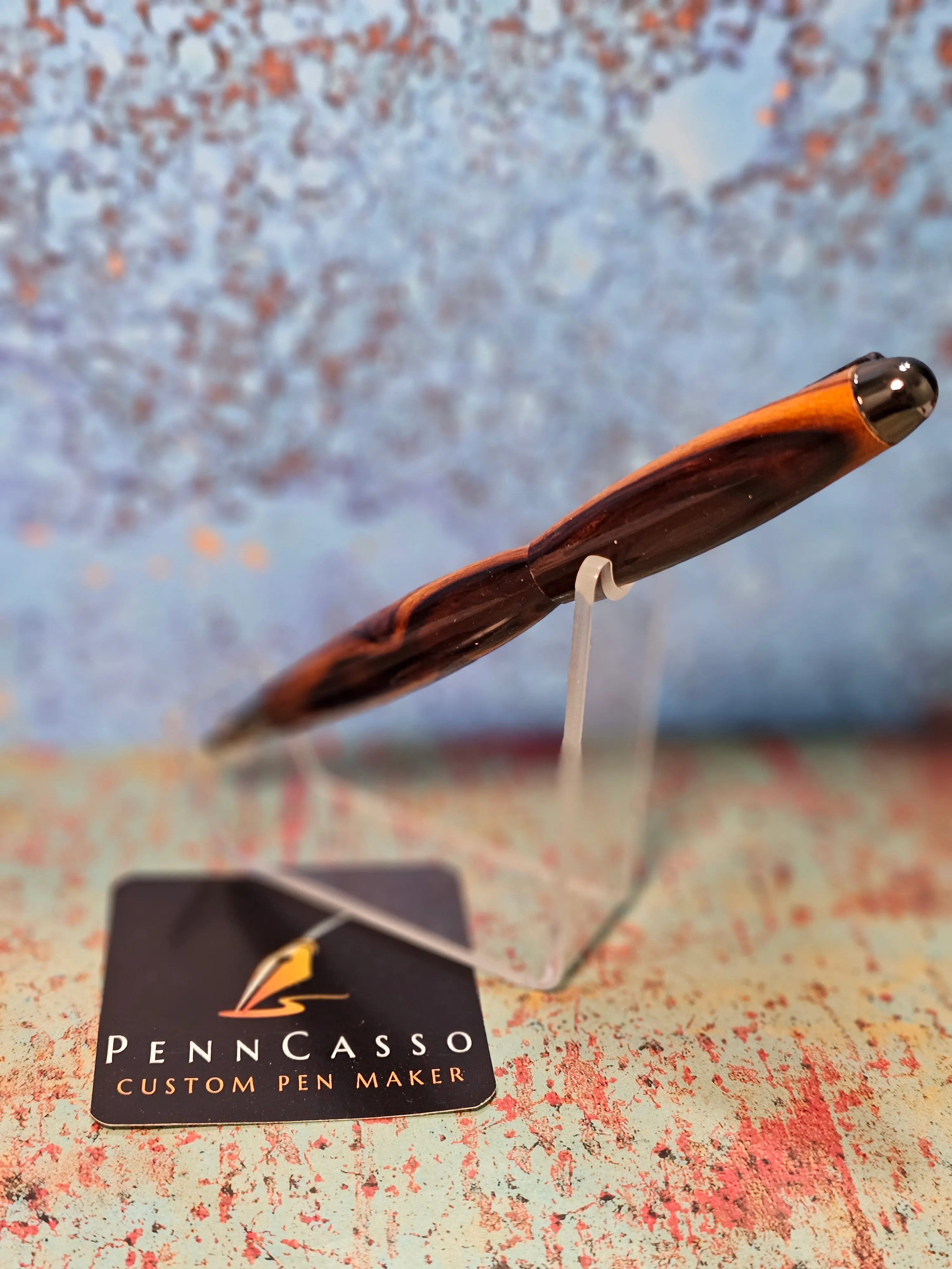 Dark cocobolo pen with a glossy resin finish