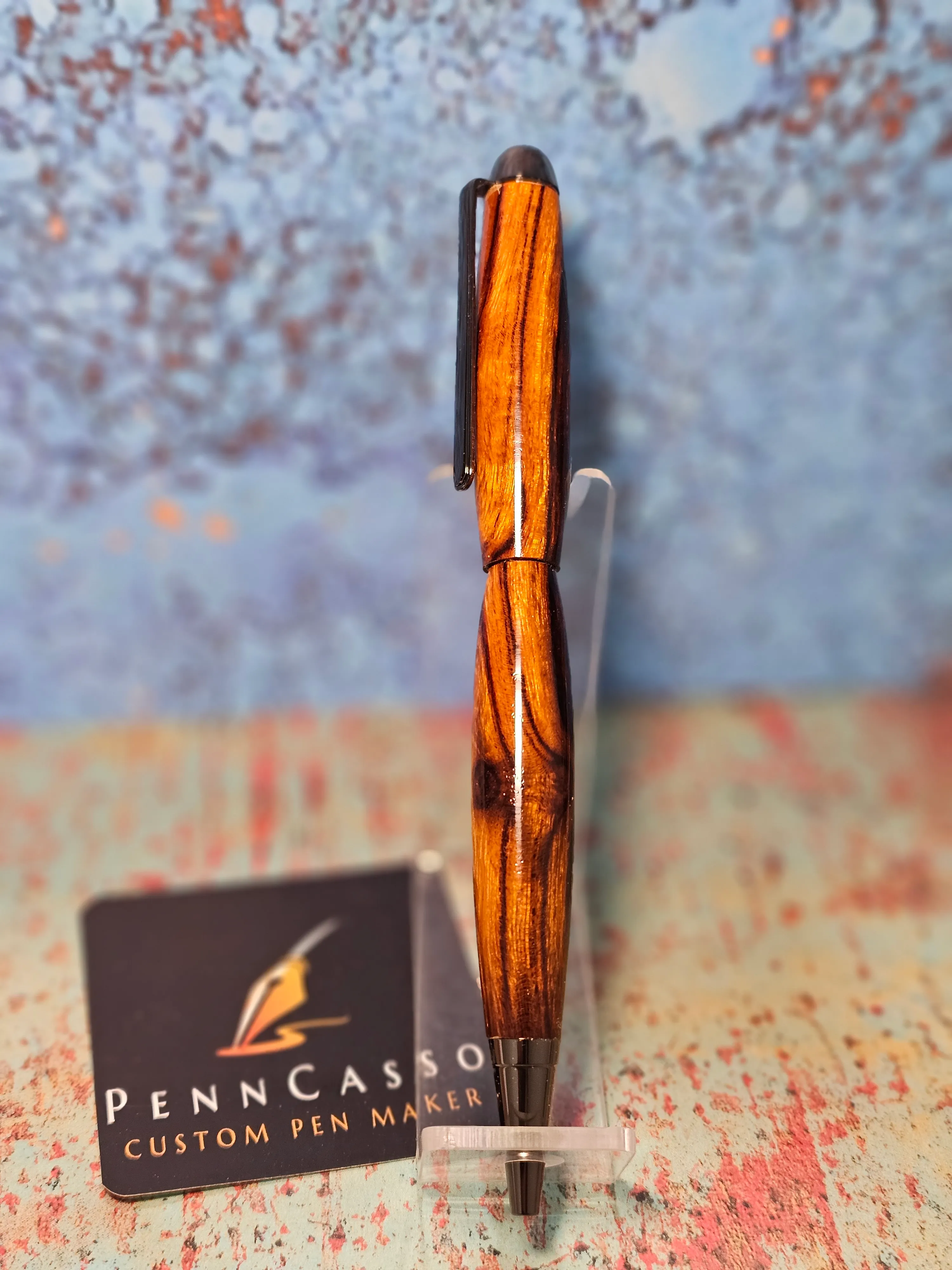 Black-and-cream pen with gunmetal hardware